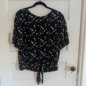 Floral Black and White Women's Top